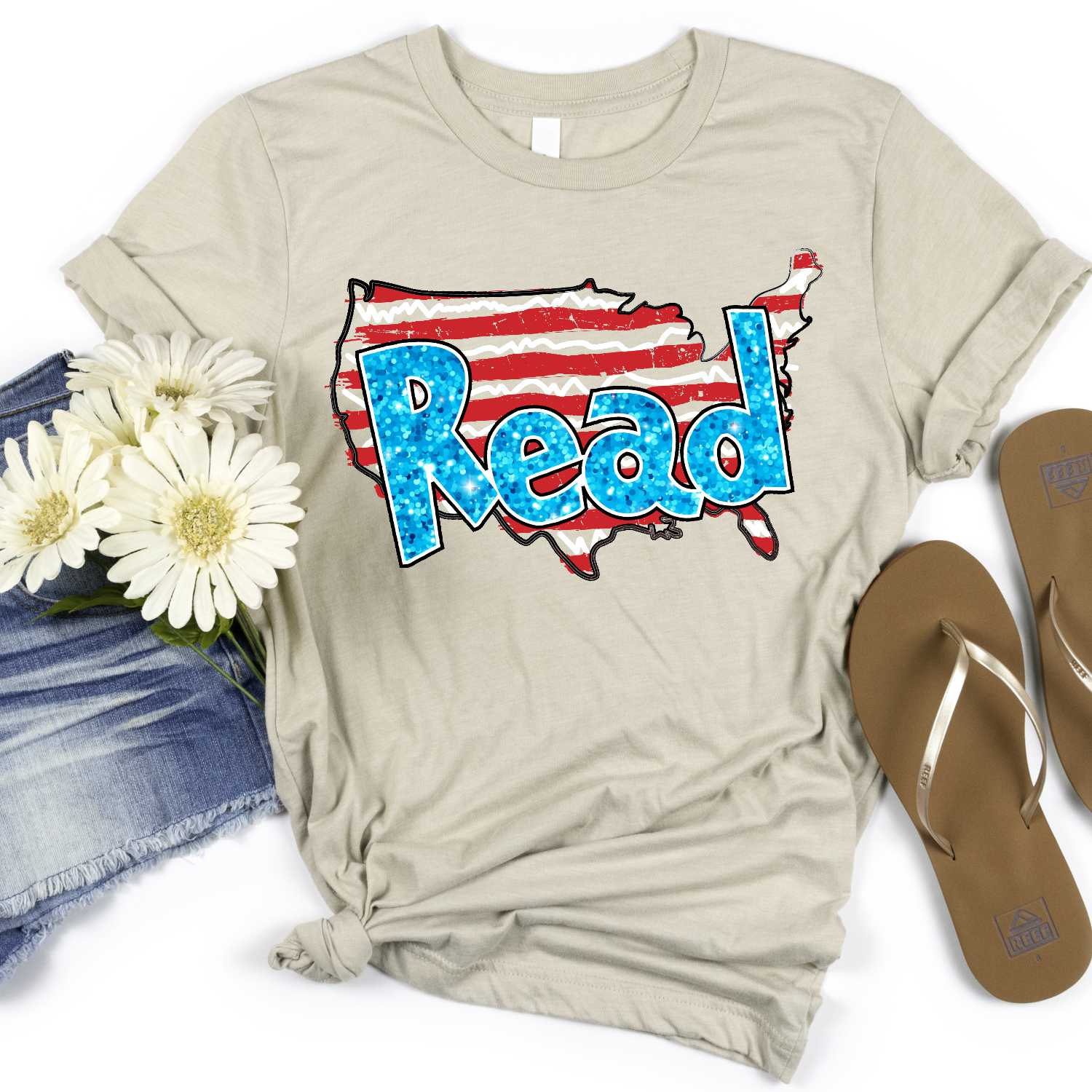Read America FAUX glitter *DTF* Transfer (RWB READ)