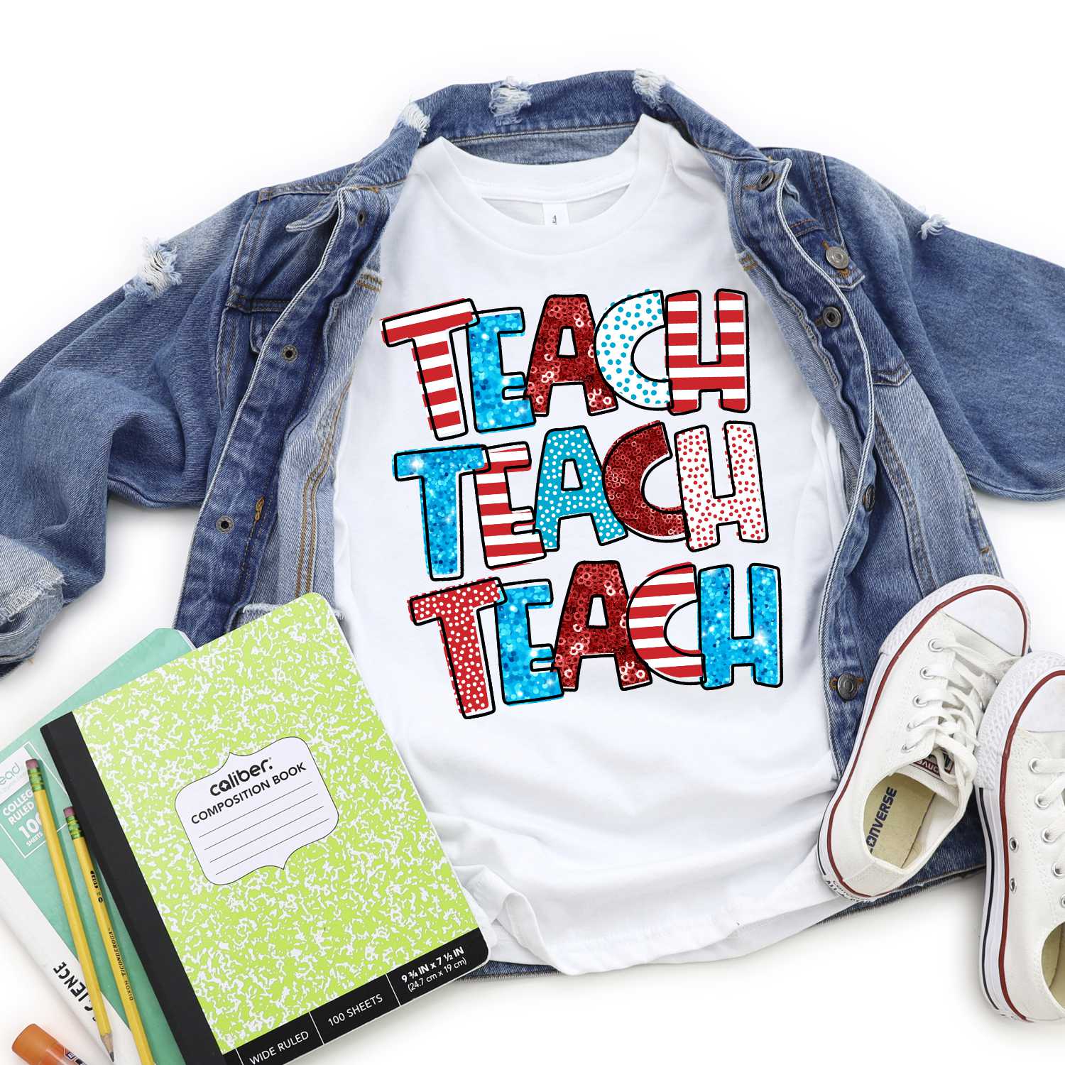 Teach teach teach mixed stacked *DTF* Transfer (RWB READ)