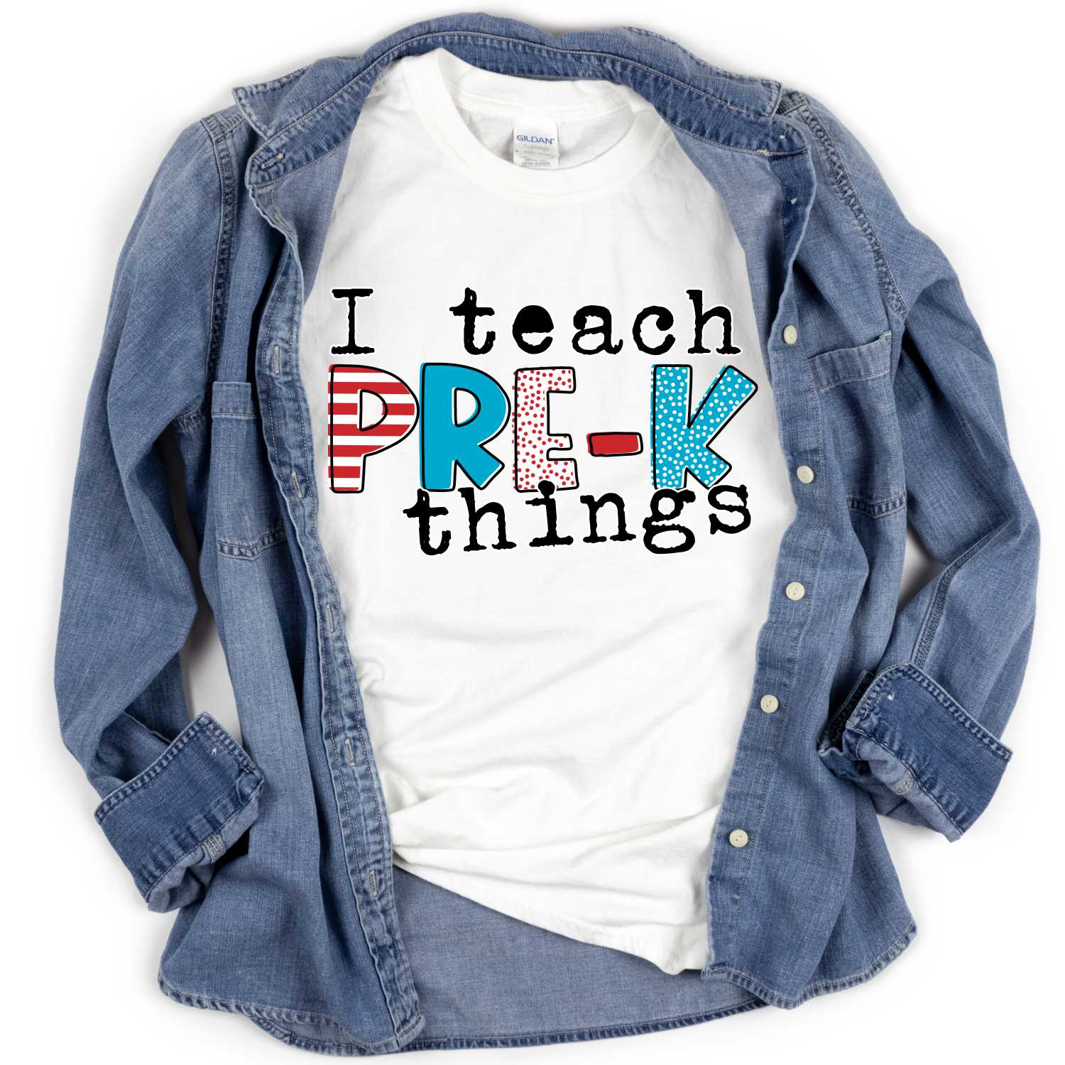 I teach prek things NEUTRAL *DTF* Transfer (RWB READ)