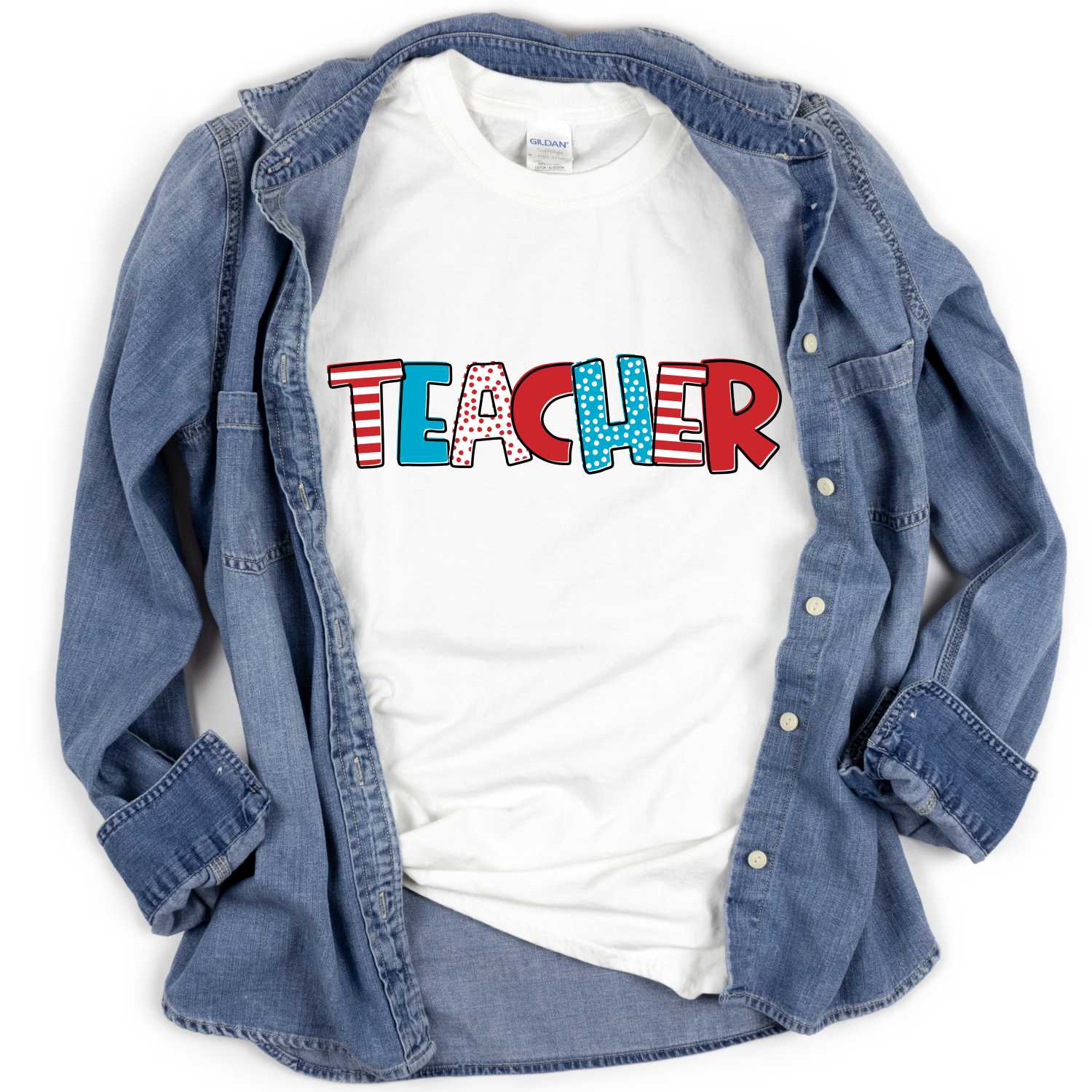 TEACHER single line NEUTRAL mixed *DTF* Transfer (RWB READ)