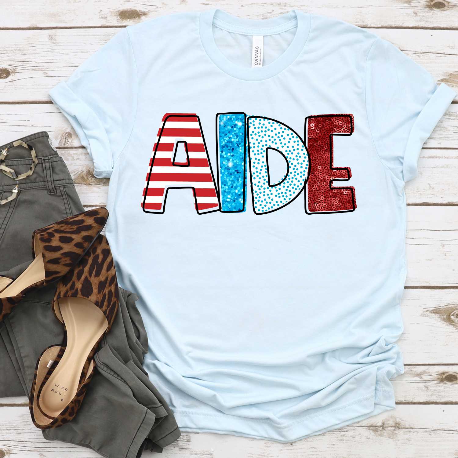 Aide mixed FAUX glitter *DTF* Transfer (RWB READ)