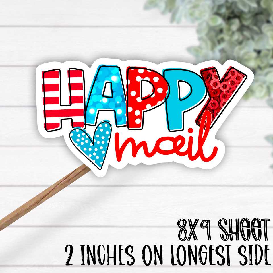*STICKER SHEET* Happy mail red white blue
