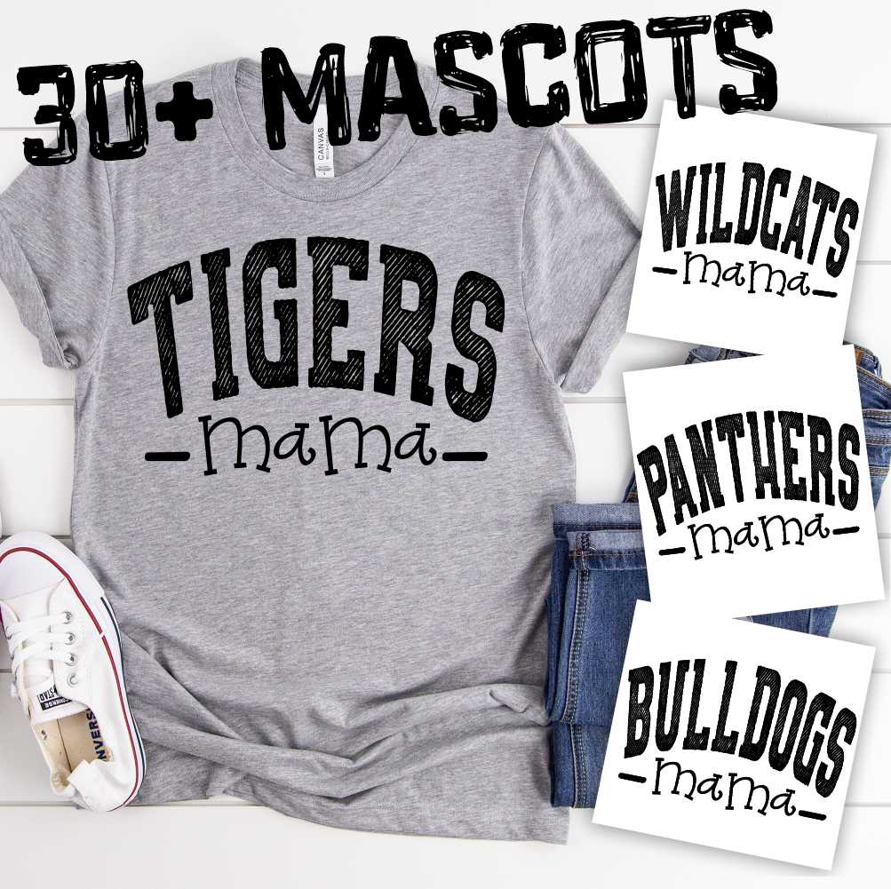 CUSTOM Mascot Mama arched BLACK *DTF* Transfer