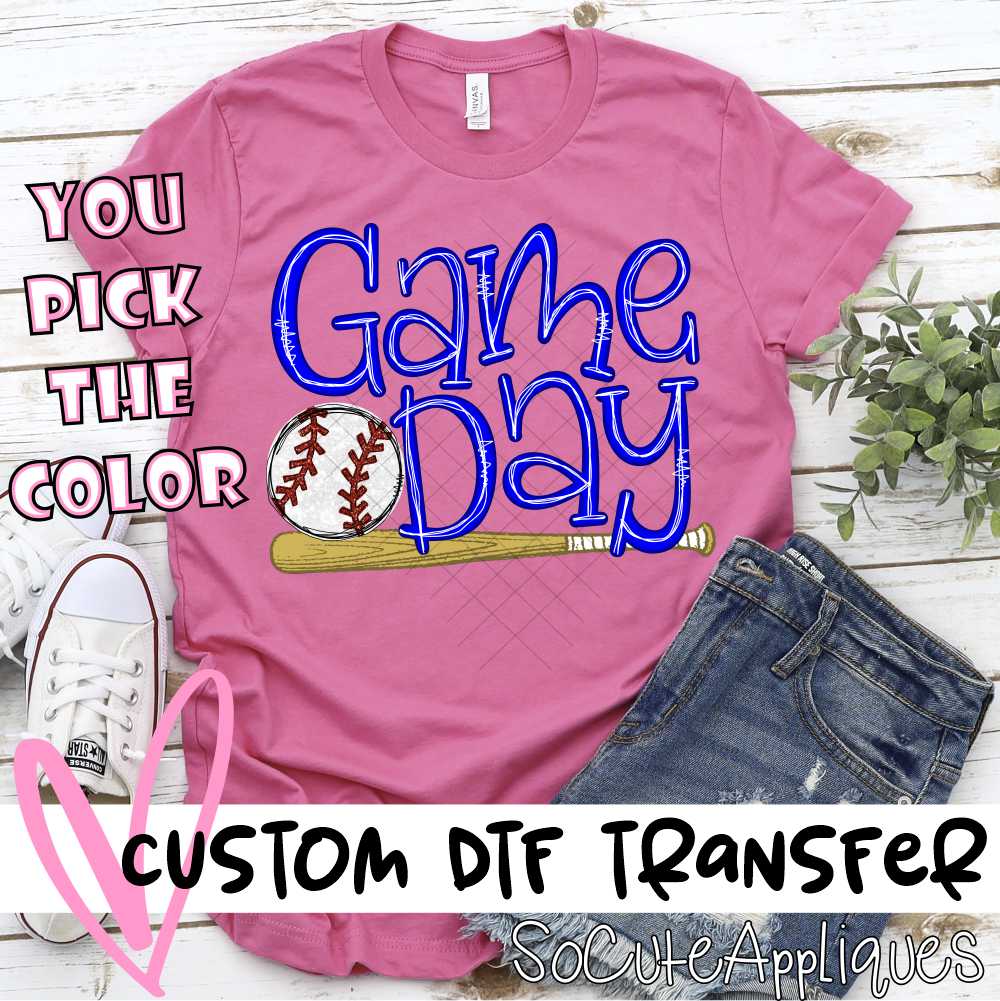 CUSTOM Game Day bat and glitter baseball *DTF* Transfer