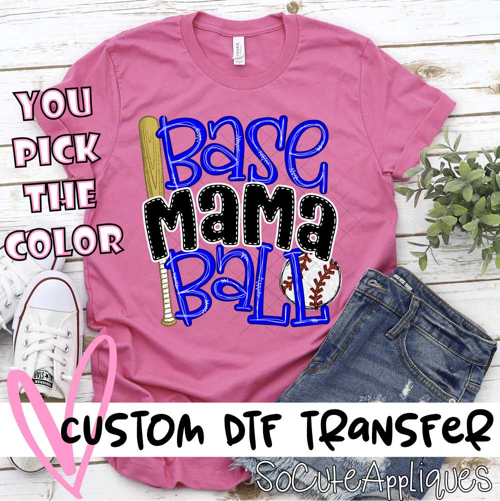 CUSTOM Baseball mama stacked *DTF* Transfer