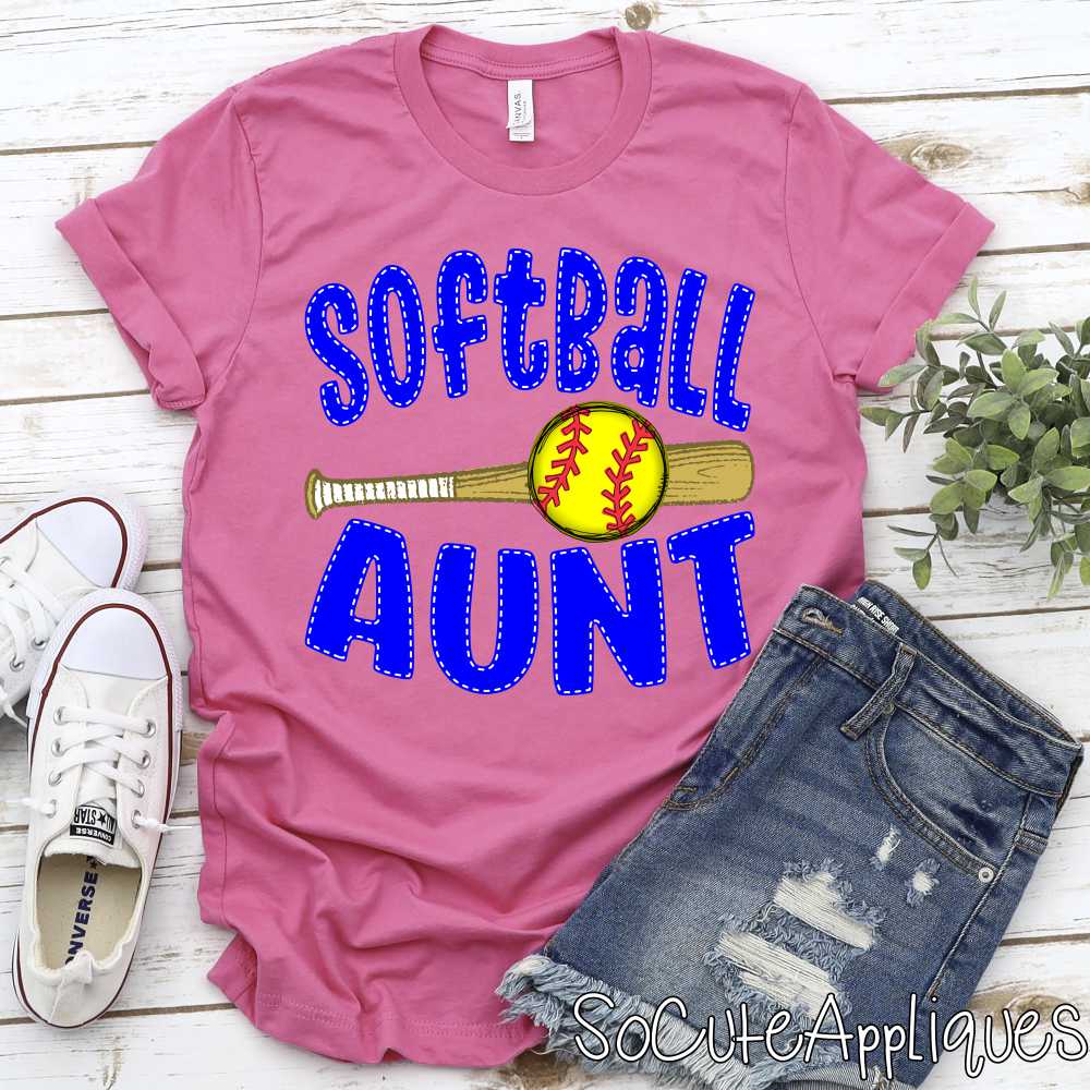 CUSTOM Softball Aunt bat and plain ball *DTF* Transfer - Image 3