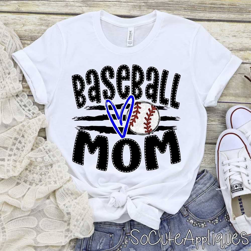 CUSTOM Baseball mom ball on stripes *DTF* Transfer - Image 3