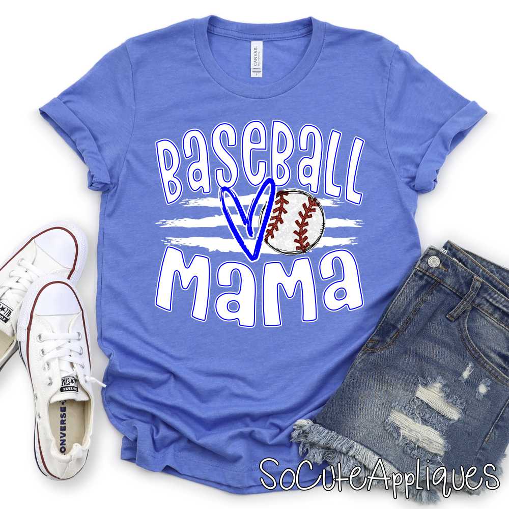 CUSTOM Baseball mama ball on stripes *DTF* Transfer - Image 2