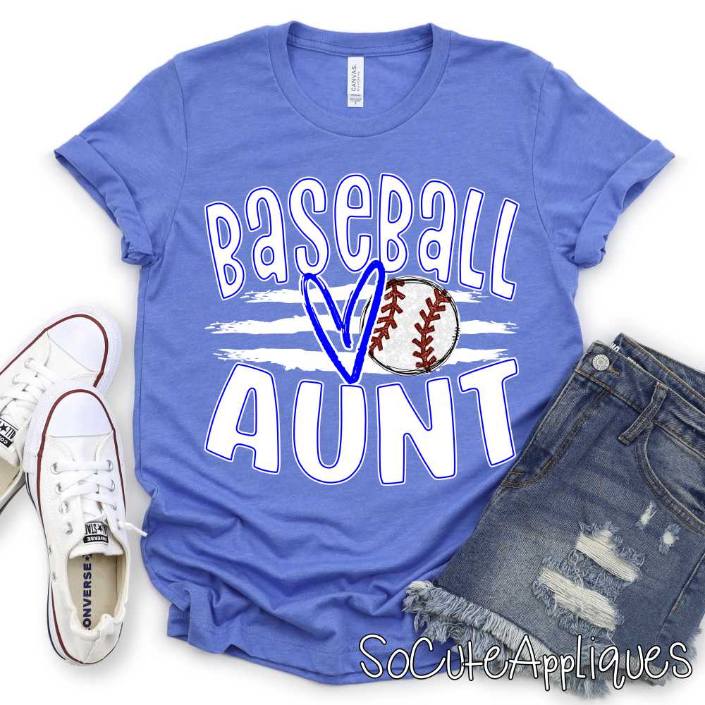 CUSTOM Baseball Aunt ball on stripes *DTF* Transfer - Image 2