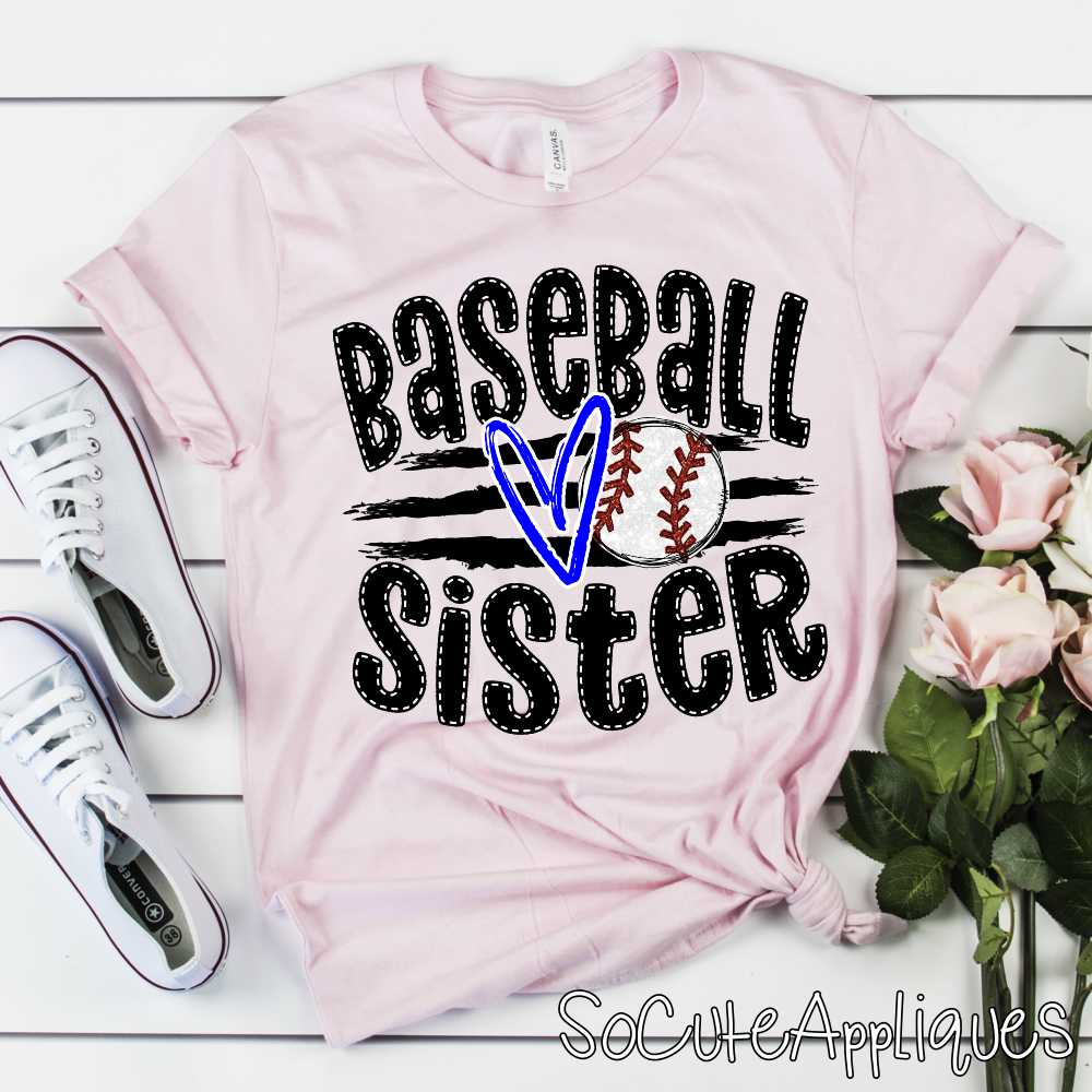 CUSTOM Baseball Sister ball on stripes *DTF* Transfer - Image 5