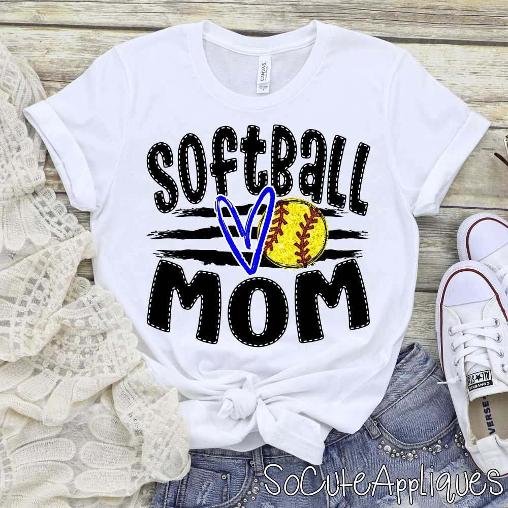 CUSTOM Softball Mom ball on stripes *DTF* Transfer - Image 6