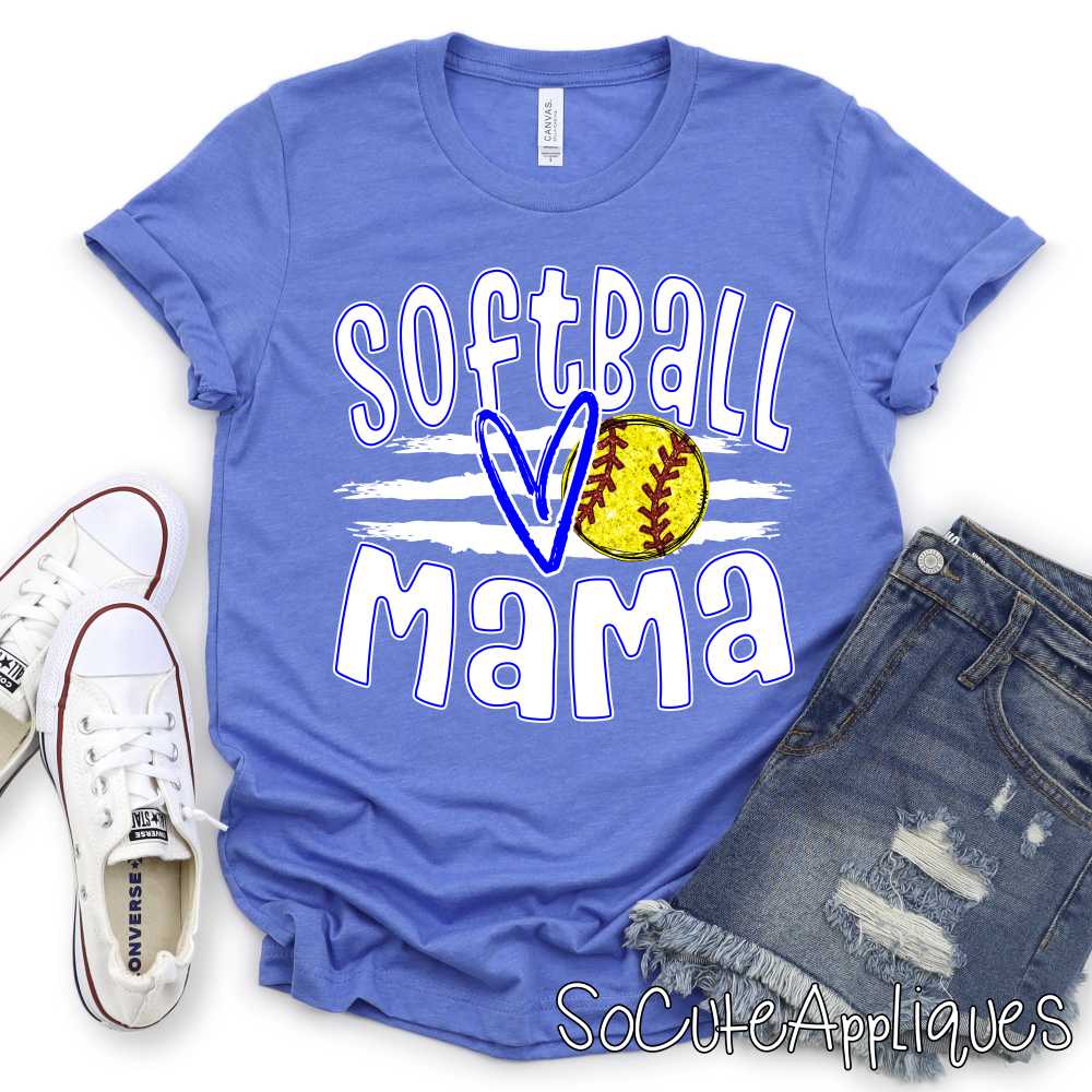 CUSTOM Softball Mama ball on stripes *DTF* Transfer - Image 2