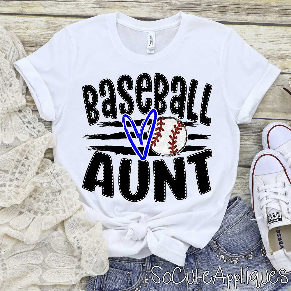 CUSTOM Baseball Aunt ball on stripes *DTF* Transfer - Image 6