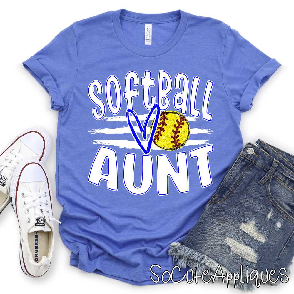 CUSTOM Softball Aunt ball on stripes *DTF* Transfer - Image 3