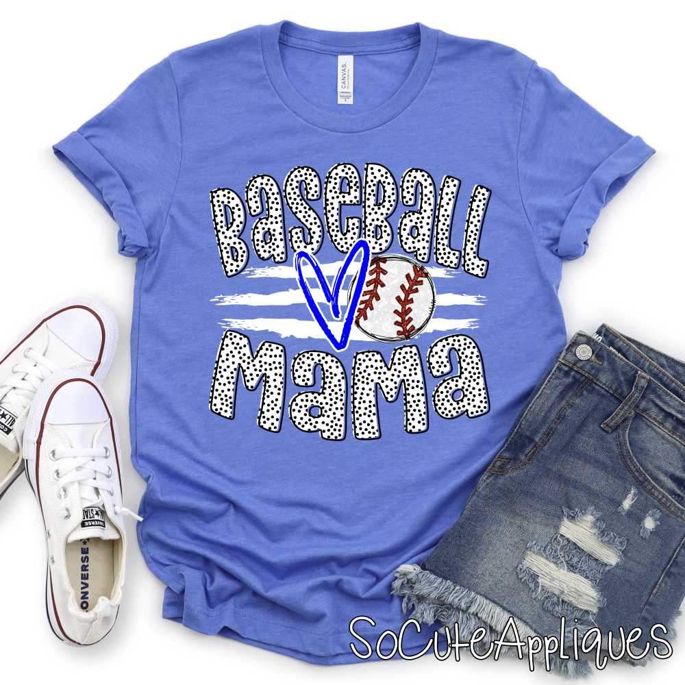 CUSTOM Baseball mama ball on stripes *DTF* Transfer - Image 3