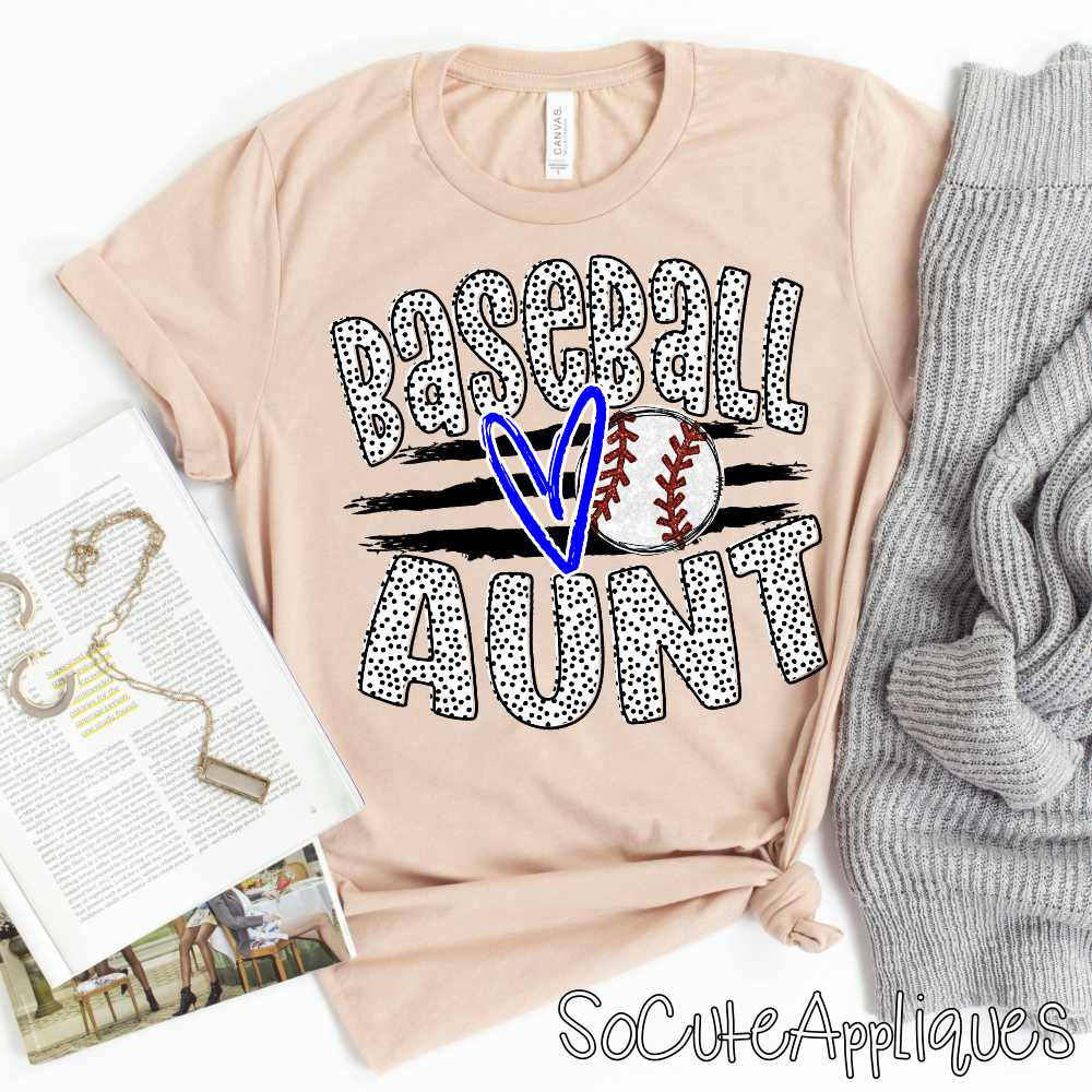 CUSTOM Baseball Aunt ball on stripes *DTF* Transfer - Image 4