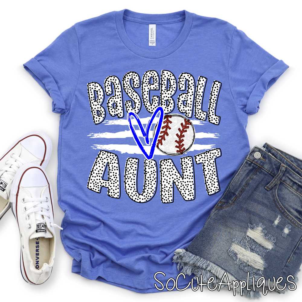 CUSTOM Baseball Aunt ball on stripes *DTF* Transfer - Image 3