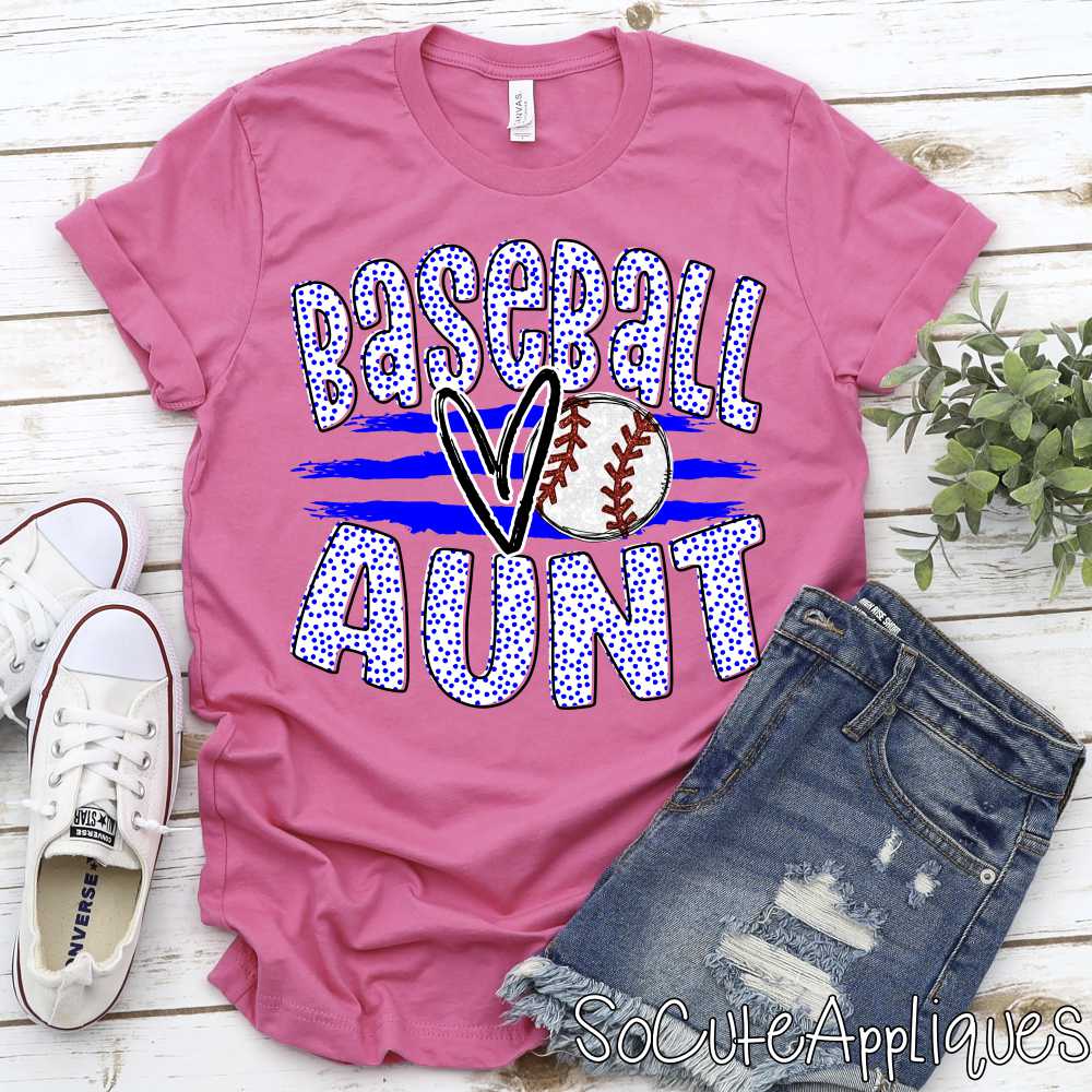 CUSTOM Baseball Aunt ball on stripes *DTF* Transfer - Image 5