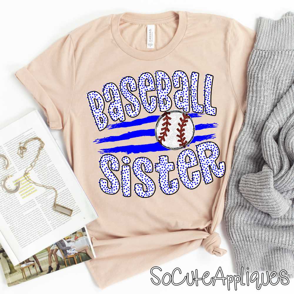 CUSTOM Baseball Sister ball on stripes *DTF* Transfer - Image 3