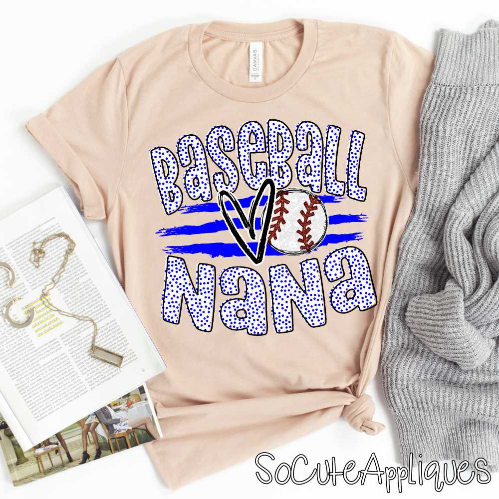 CUSTOM Baseball Nana ball on stripes *DTF* Transfer - Image 3