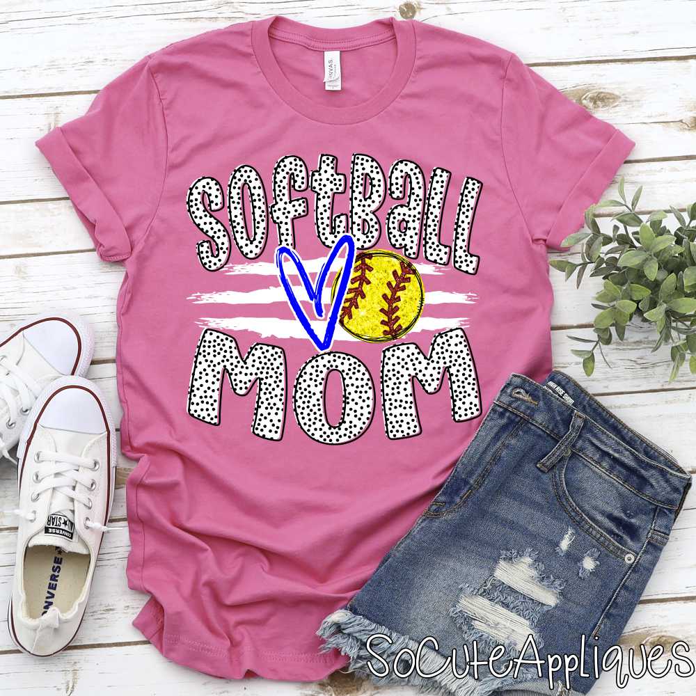 CUSTOM Softball Mom ball on stripes *DTF* Transfer - Image 4