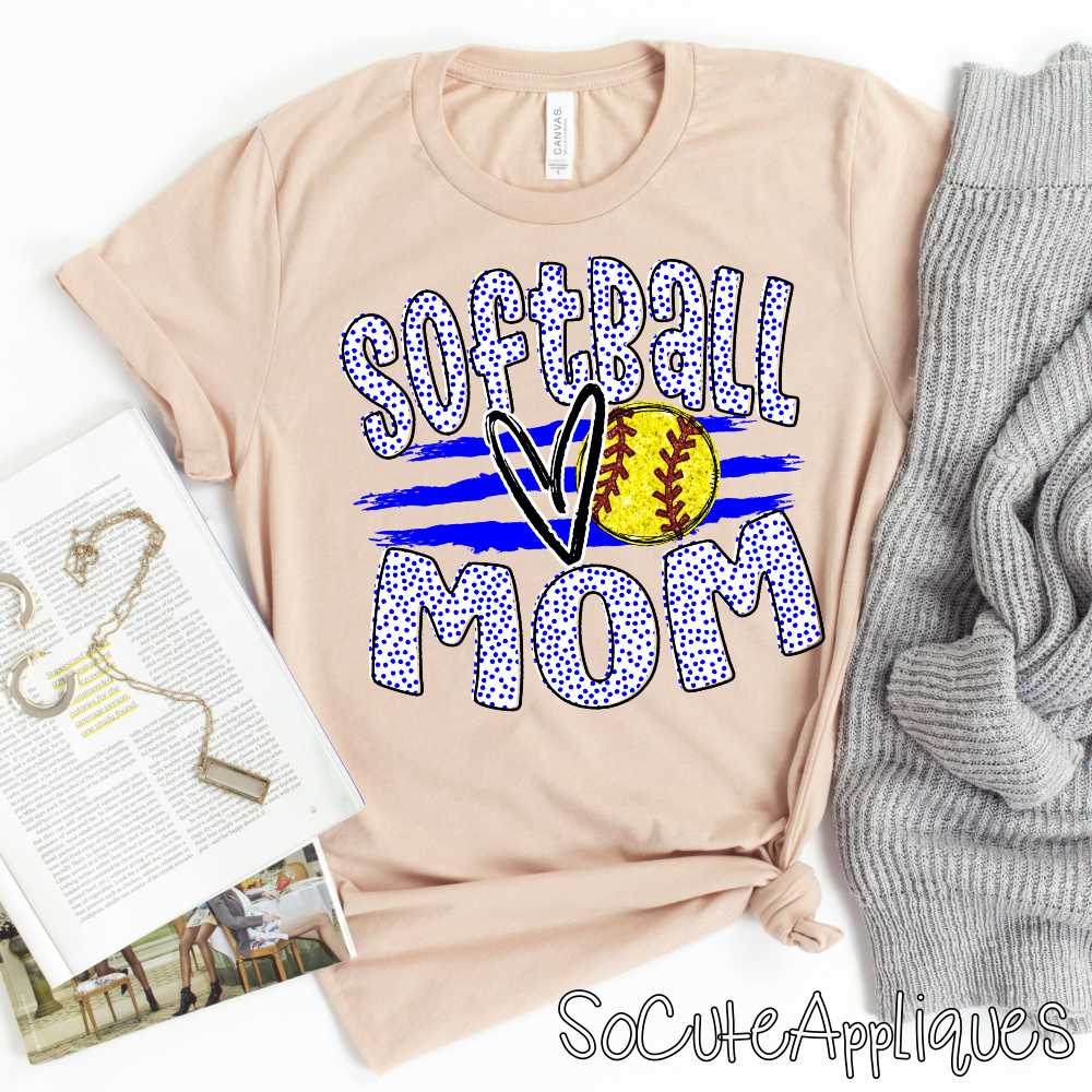 CUSTOM Softball Mom ball on stripes *DTF* Transfer - Image 3