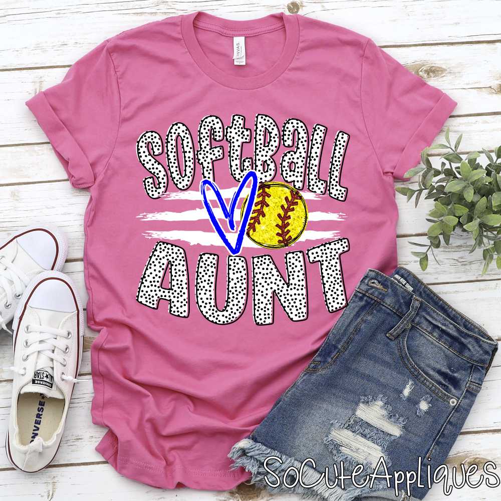 CUSTOM Softball Aunt ball on stripes *DTF* Transfer - Image 5