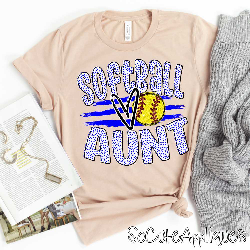 CUSTOM Softball Aunt ball on stripes *DTF* Transfer - Image 4