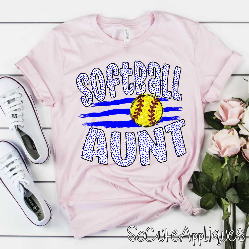 CUSTOM Softball Aunt ball on stripes *DTF* Transfer - Image 6
