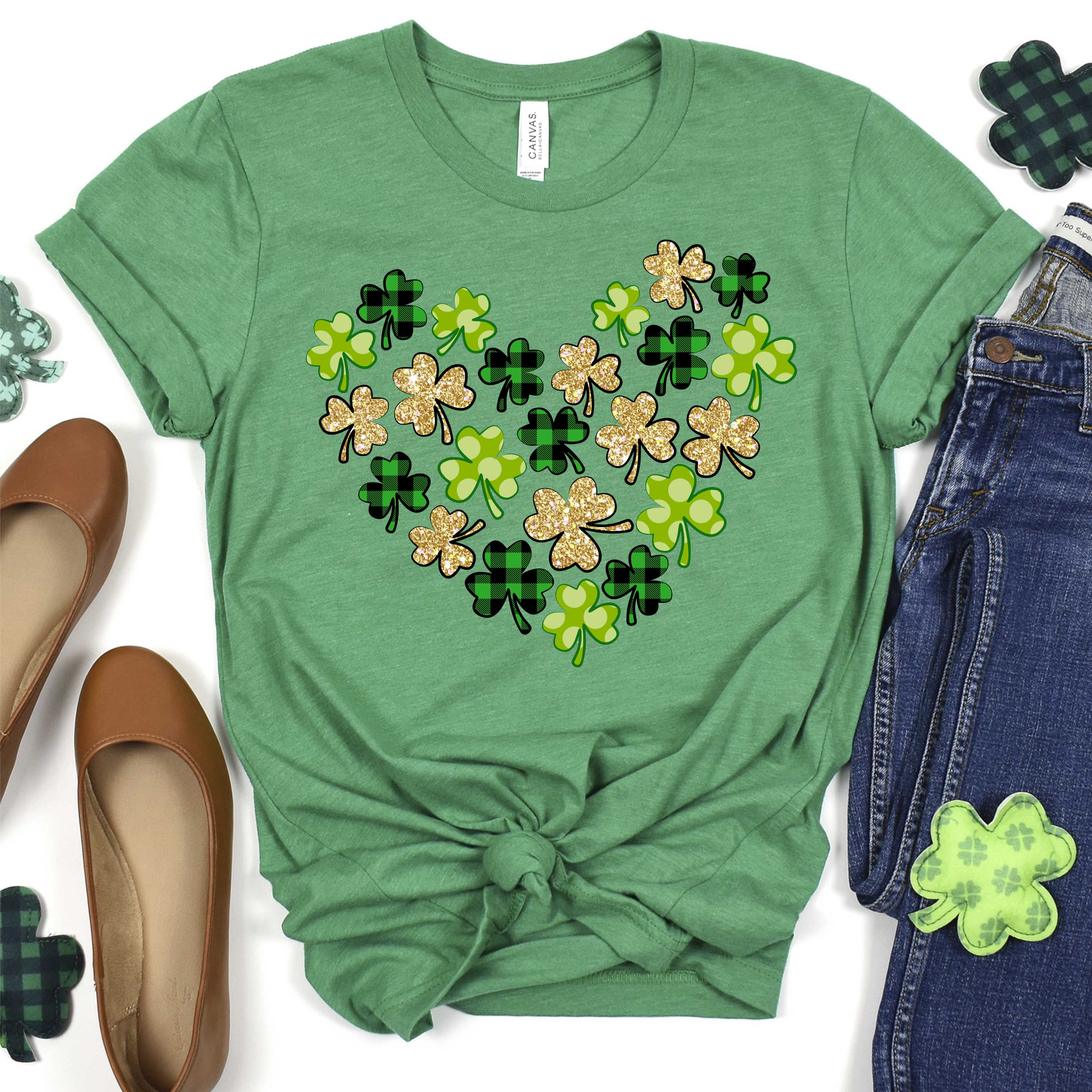 Heart of multi green clovers *DTF* Transfer