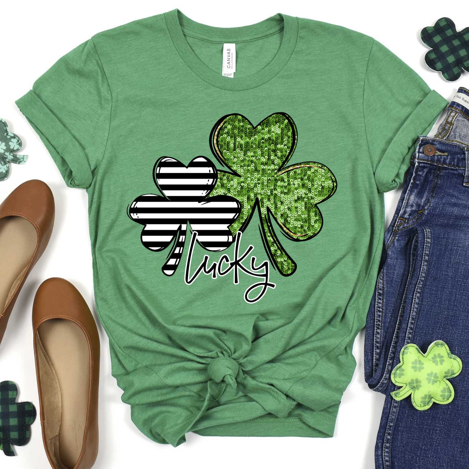 Lucky green sequin clover *DTF* Transfer - Image 2