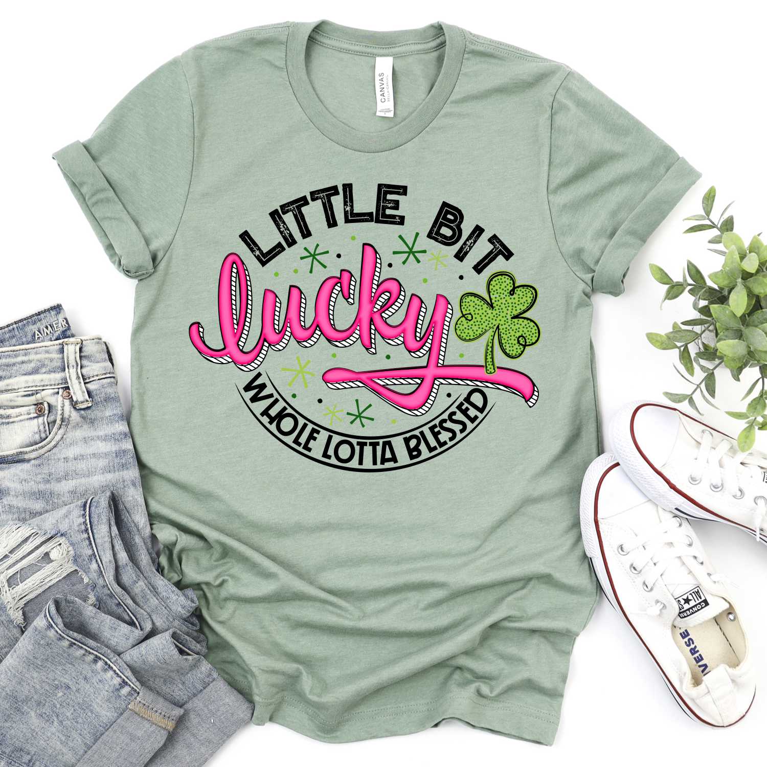 Little bit lucky whole lotta blessed pink *DTF* Transfer - Image 2