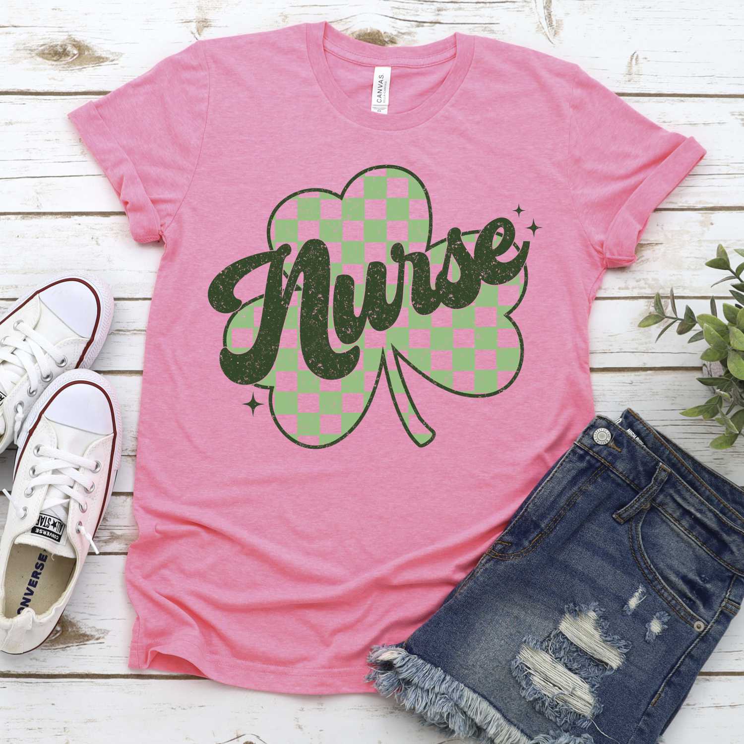 Nurse on check clover *DTF* Transfer - Image 2