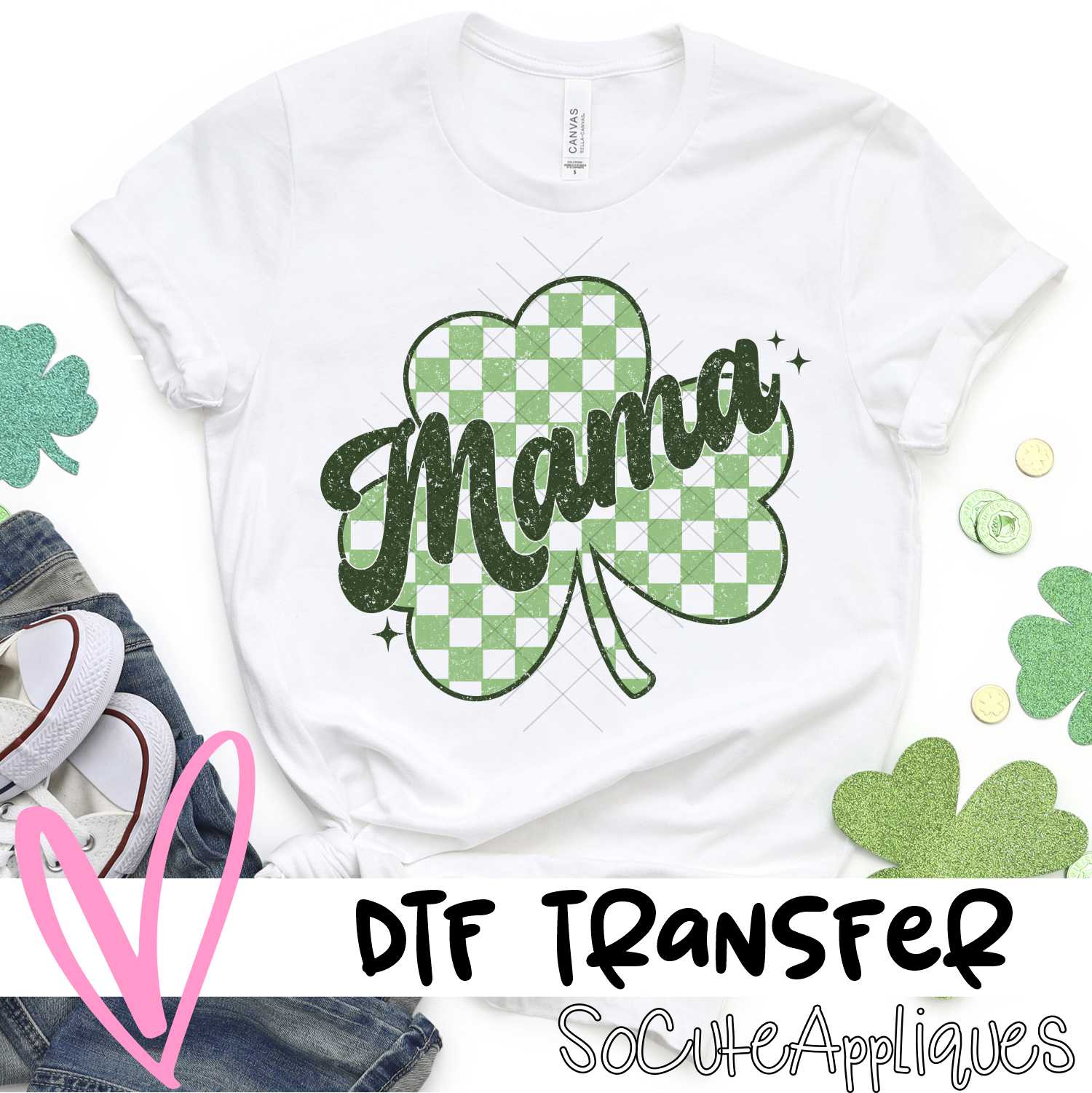 Mama on check clover *DTF* Transfer