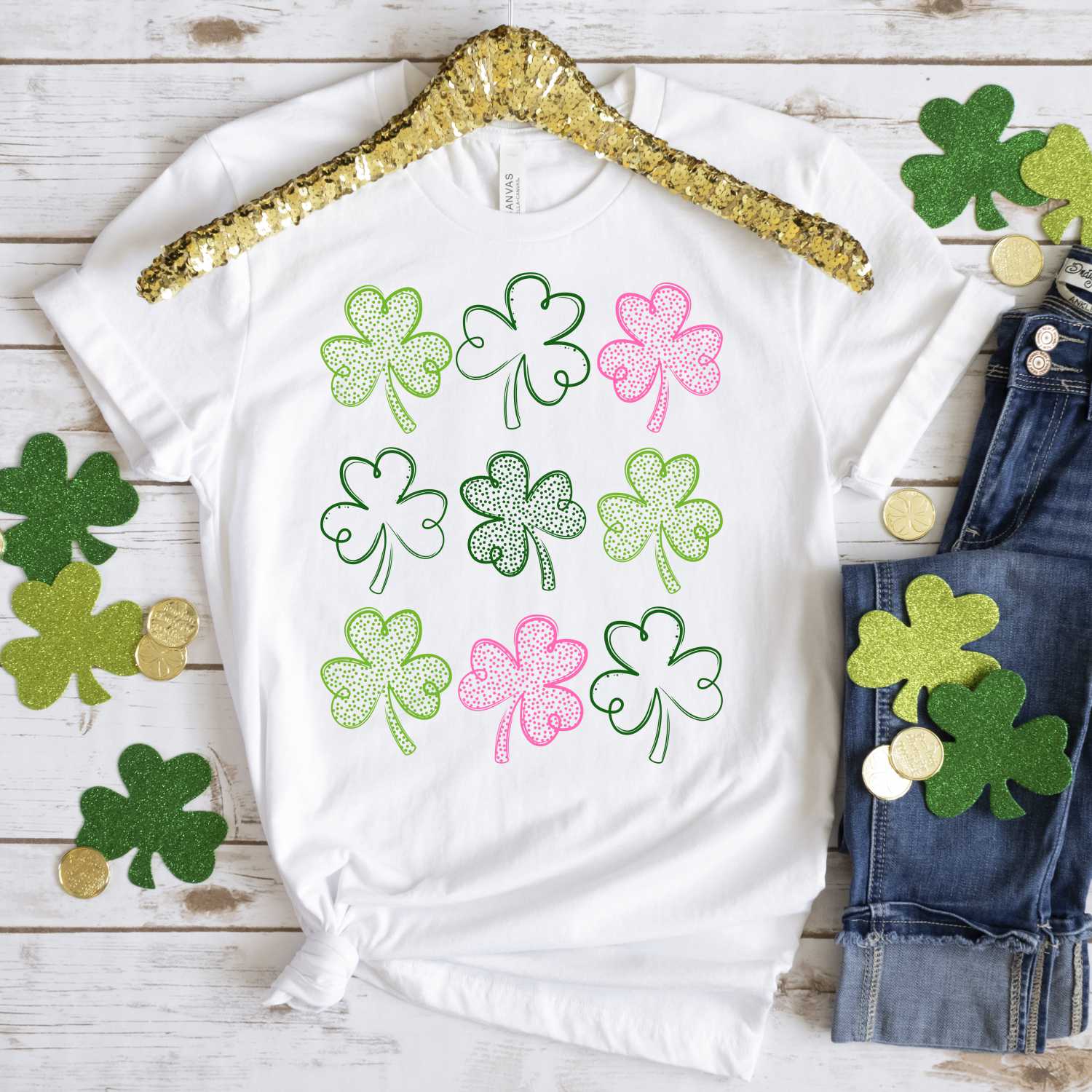 Multi clover pink and green *DTF* Transfer - Image 2