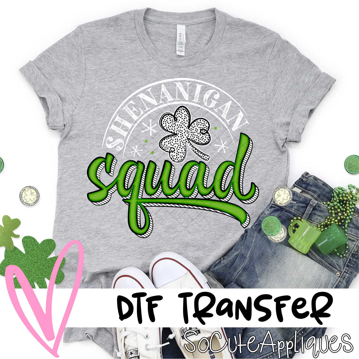 Shenanigan squad green lines WHITE *DTF* Transfer