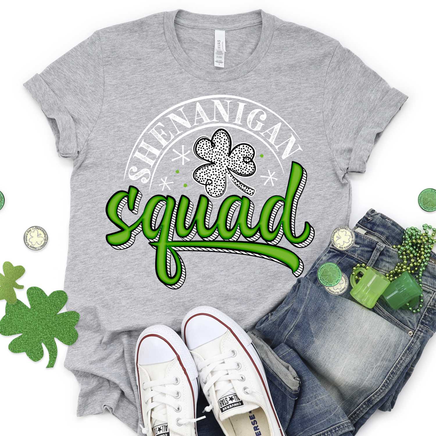 Shenanigan squad green lines WHITE *DTF* Transfer - Image 2
