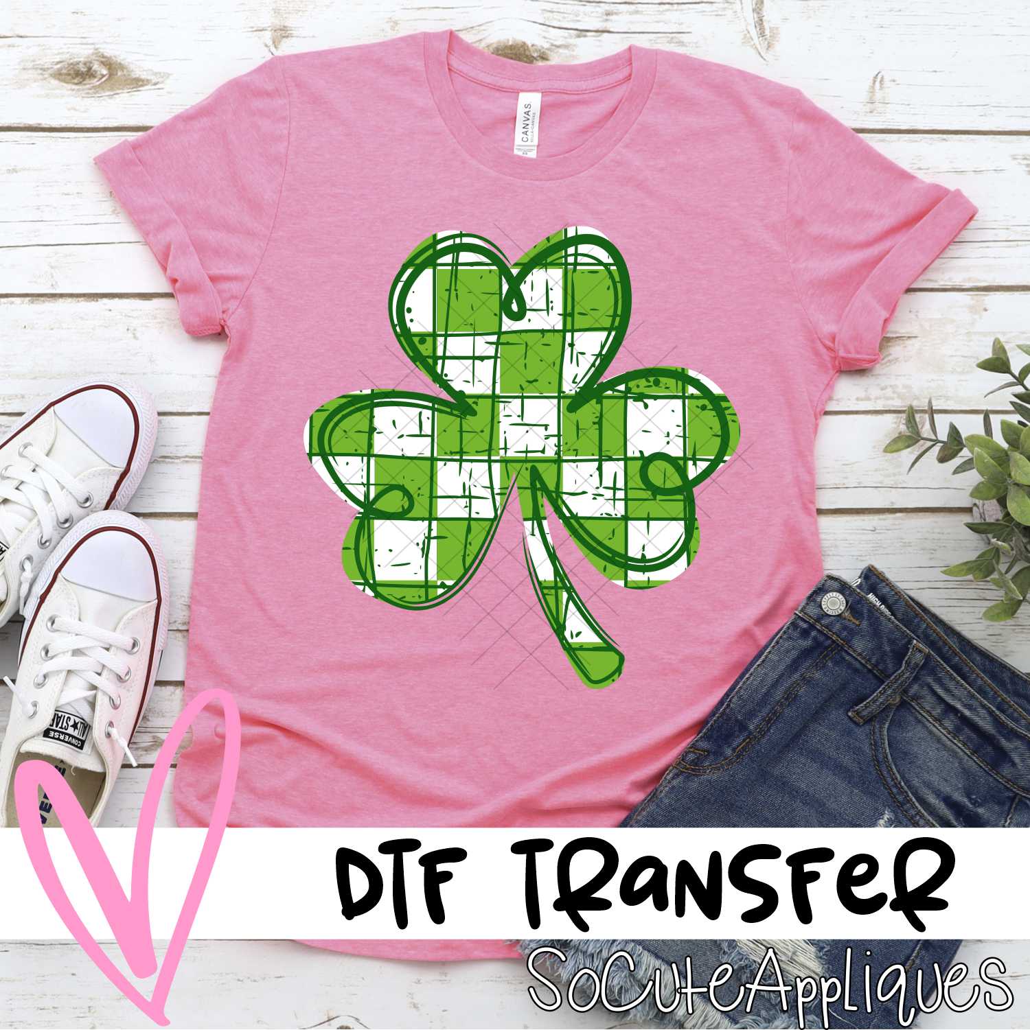 Green white check clover *DTF* Transfer