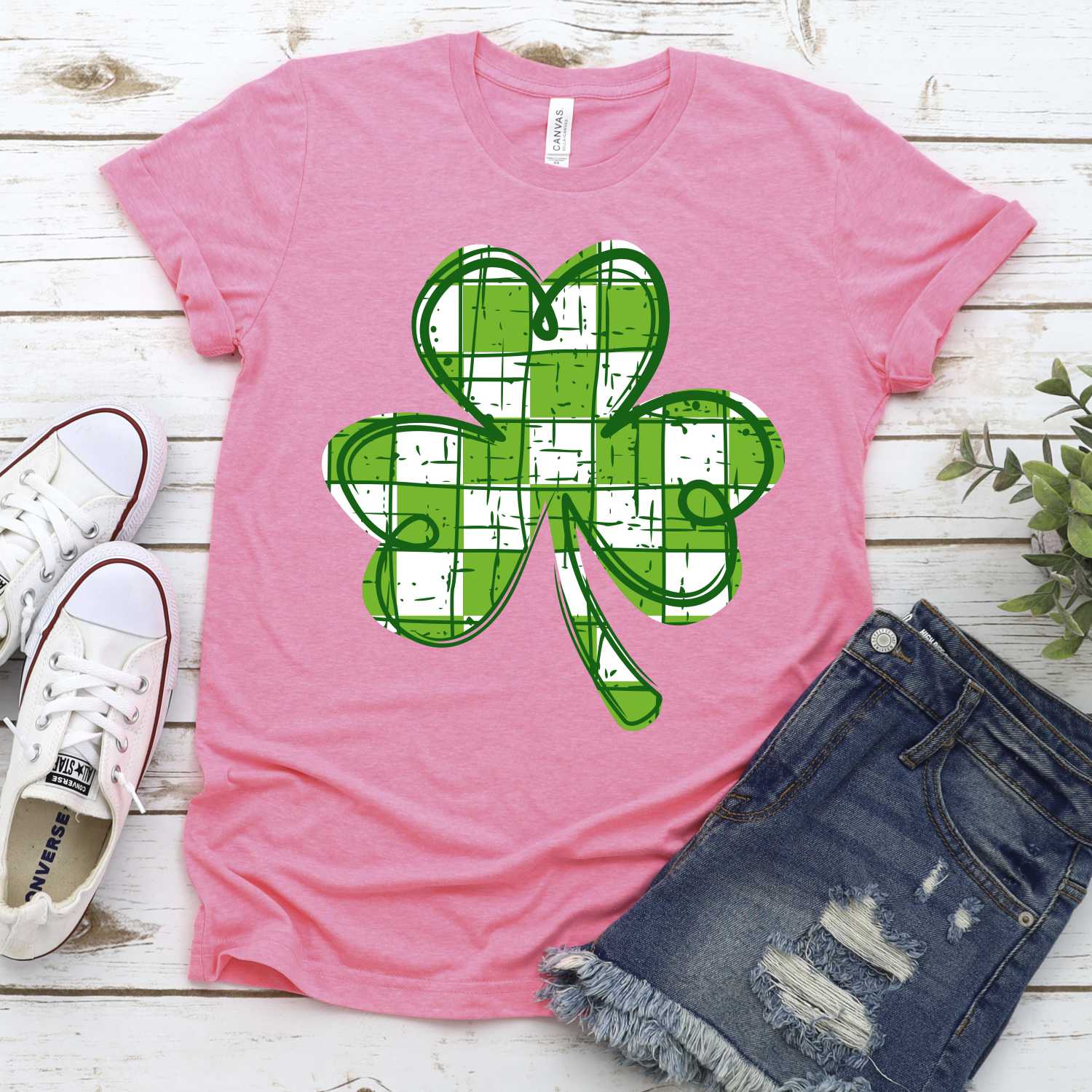 Green white check clover *DTF* Transfer - Image 2