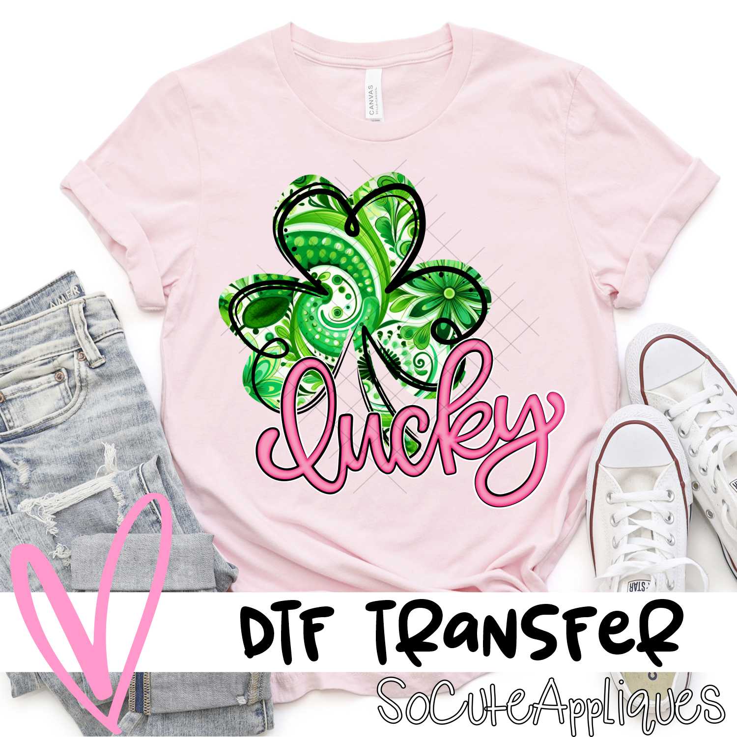 Paisley clover pink lucky *DTF* Transfer