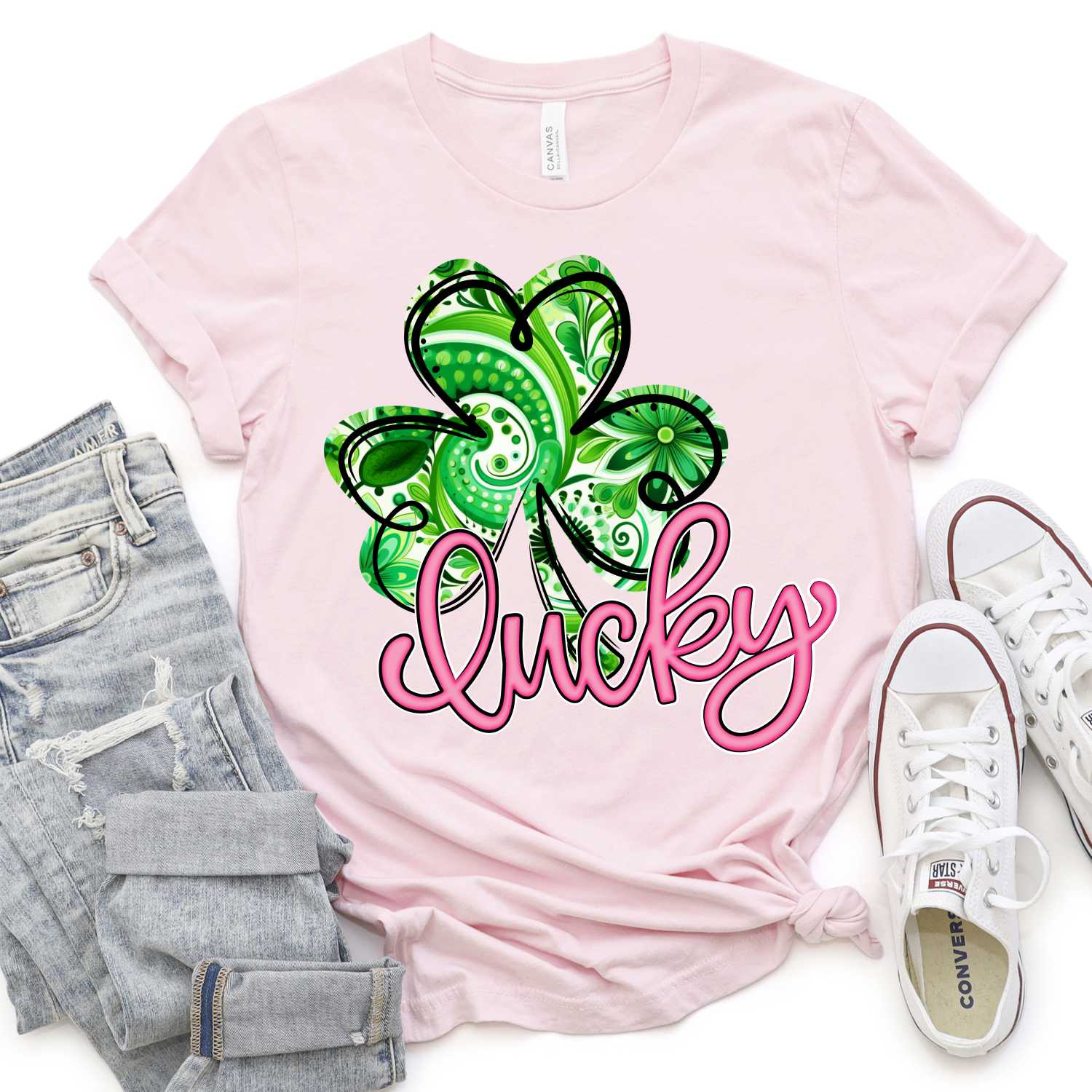 Paisley clover pink lucky *DTF* Transfer - Image 2