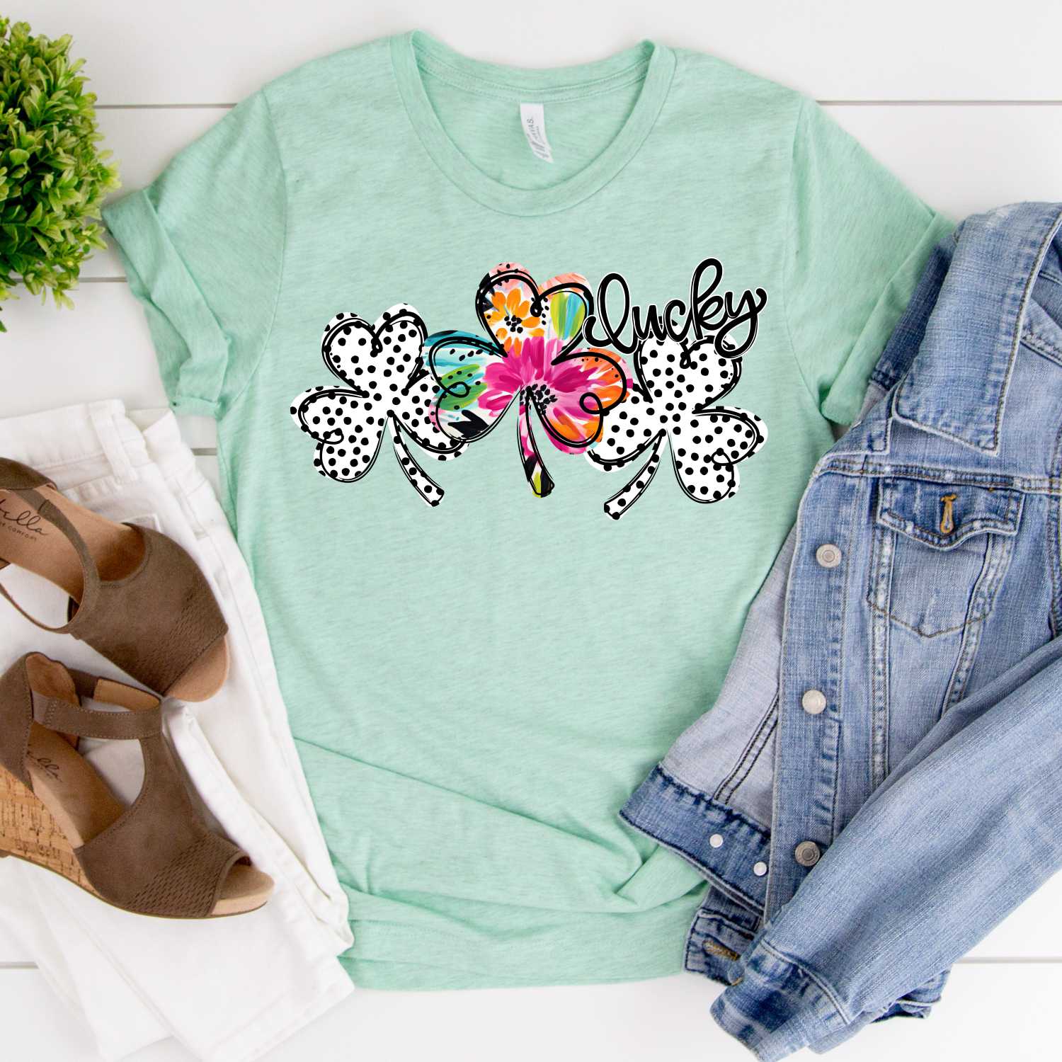 Triple clover bright flowers dots *DTF* Transfer - Image 2
