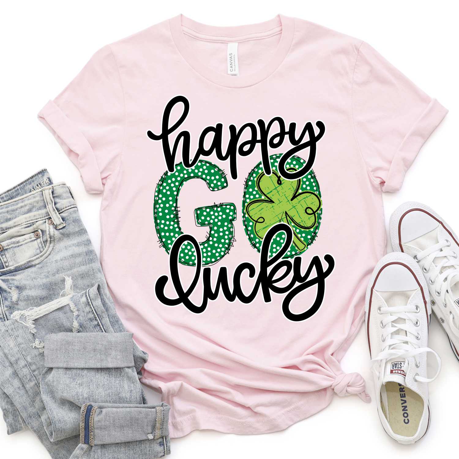 Happy Go Lucky green clover dots *DTF* Transfer - Image 2