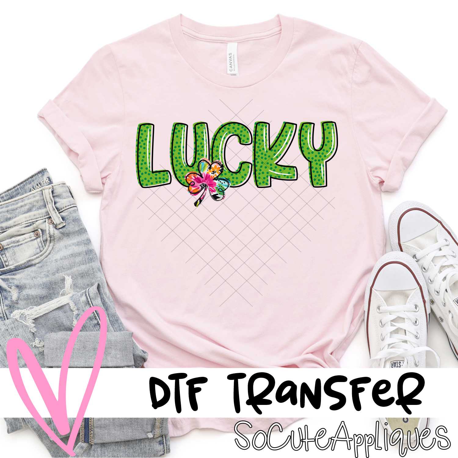 Lucky polka dot bright clover *DTF* Transfer