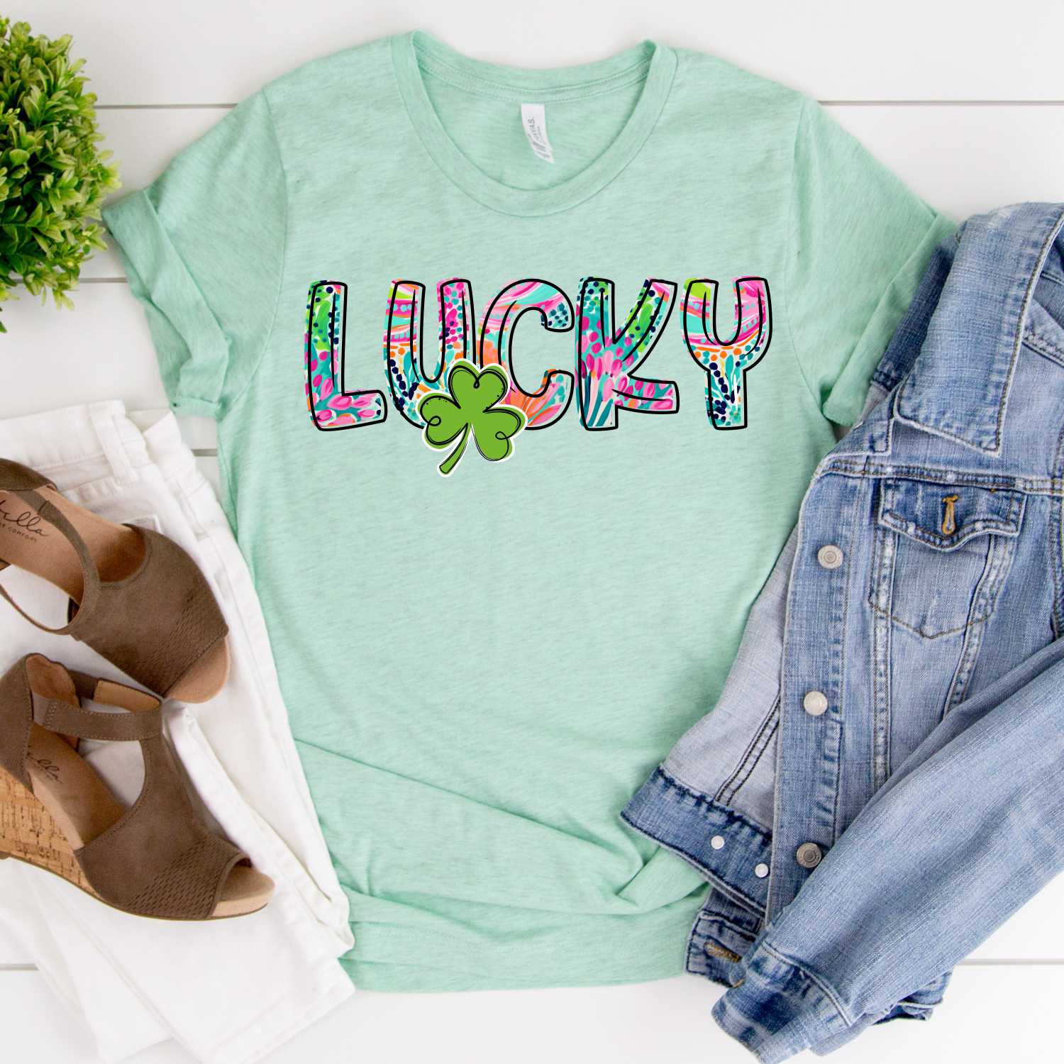 Lucky bright colors green clover *DTF* Transfer - Image 2
