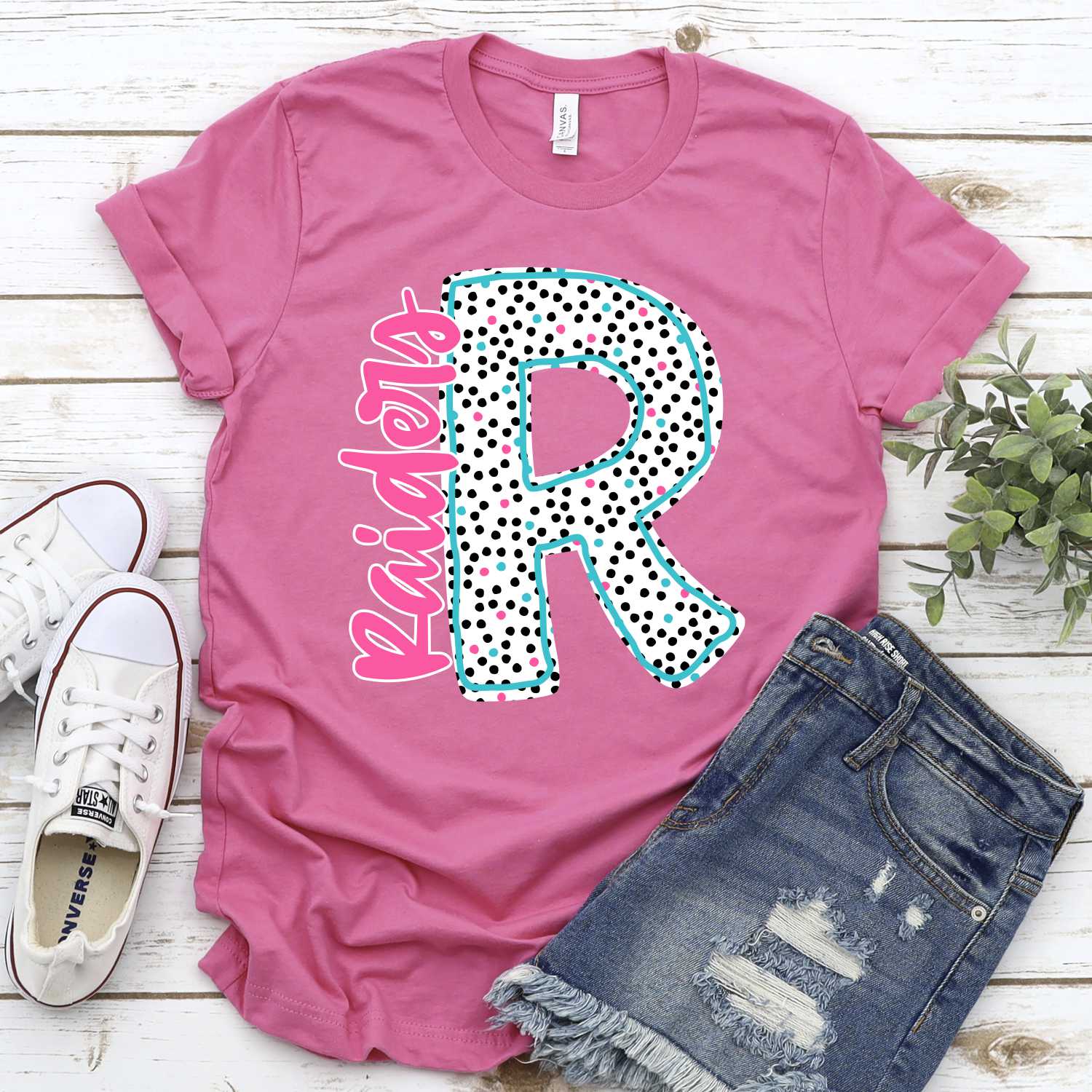 CUSTOM mascot Initial black pink blue dots with team on side *DTF* Transfer - Image 7