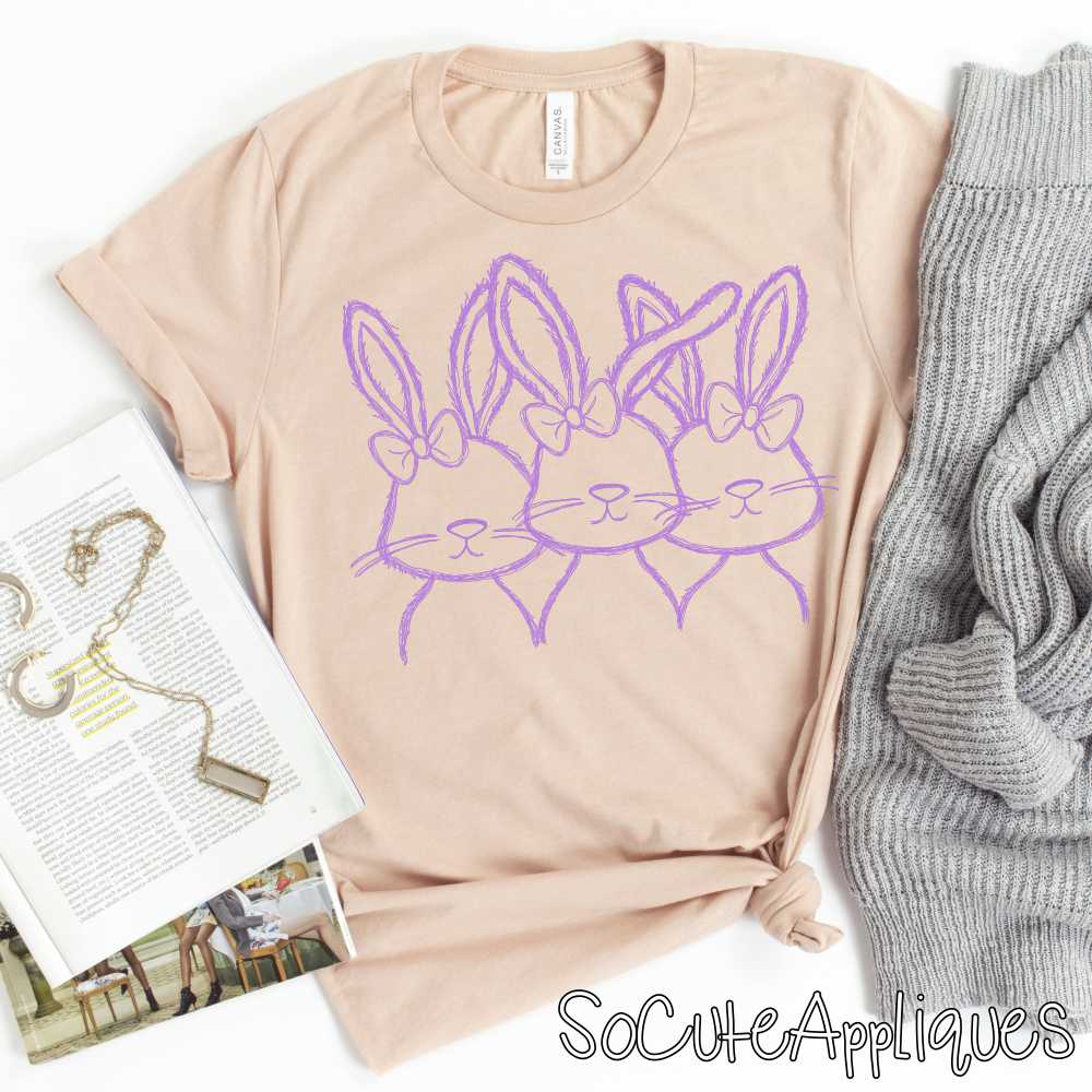 Single color Bunny Trio girls *DTF* Transfer - Image 3
