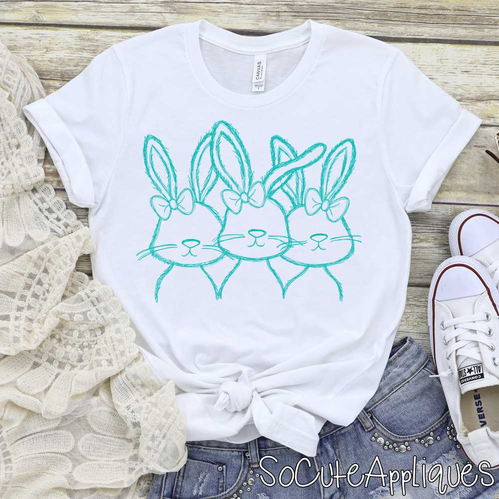 Single color Bunny Trio girls *DTF* Transfer - Image 2