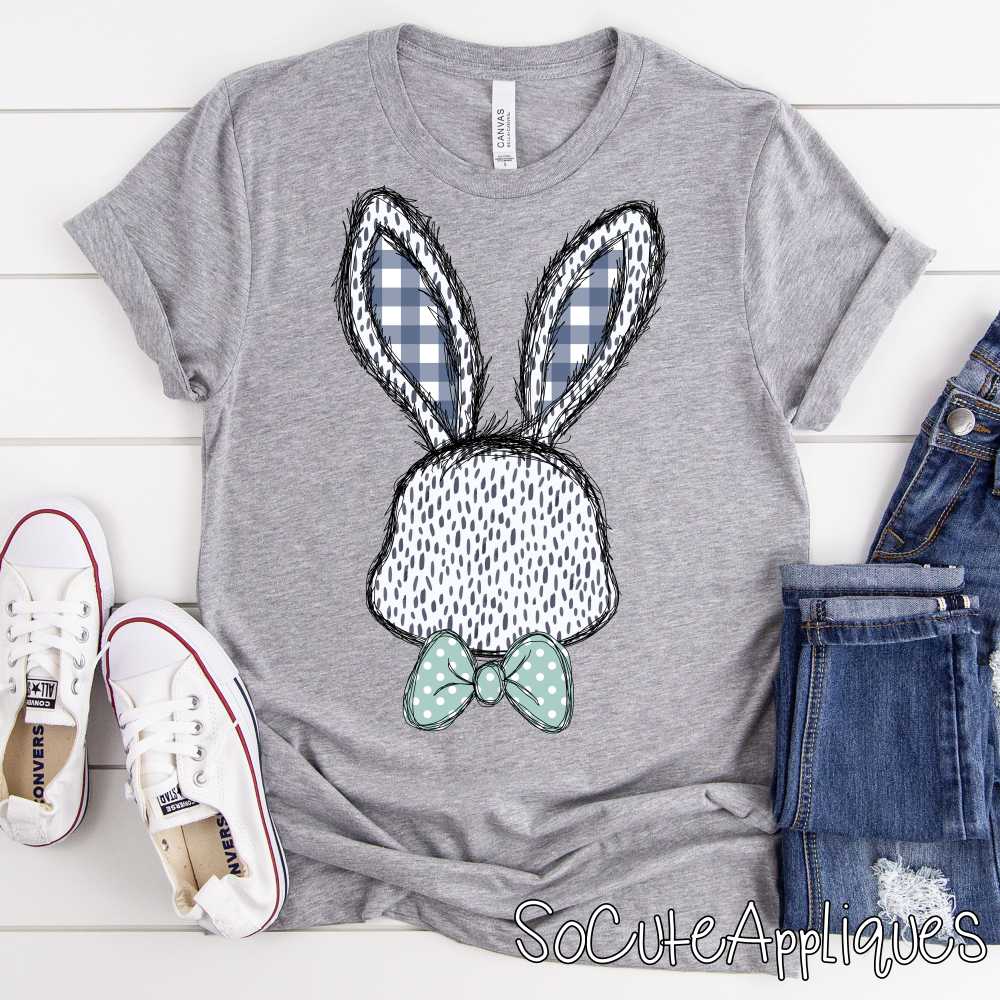 *CUSTOM* Boy Bunny head with bowtie *DTF* Transfer - Image 3