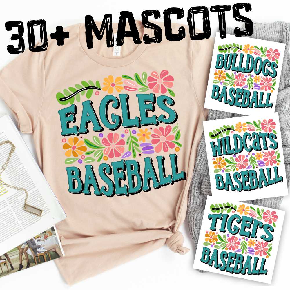 CUSTOM MASCOT flower BASEBALL *DTF* Transfer